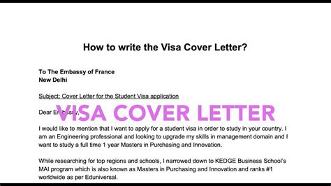 You can only work as required by your course. How to write a visa cover letter? (Student long stay ...