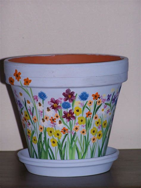 Hand Painted Terra Cotta Pot Decorated Flower Pots Painted Flower
