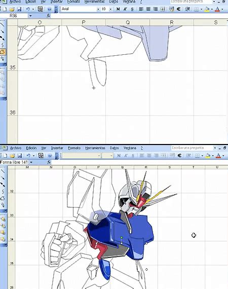 Amazing Gundam Microsoft Excel Drawing Techeblog