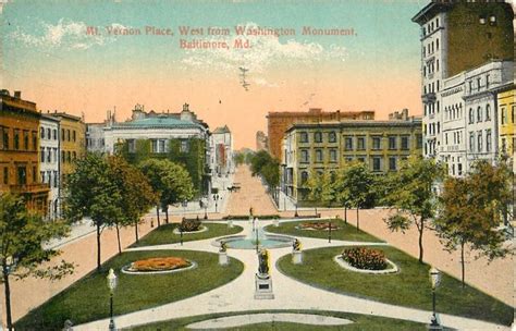 1914 Mt Vernon Place West From Washington Monument Baltimore Maryland