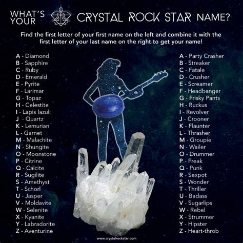 Whats Your Name Generator Whats Your Crystal Rock Star Name Test