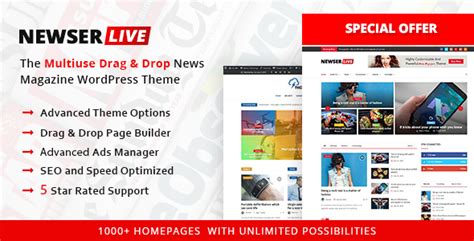 Newser V The Multiuse Drag And Drop News Magazine Wordpress Theme Jojothemes