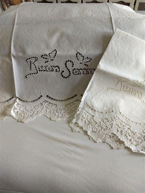 Victorian Shams Pillow Topper Antique Layover White Italian Cutwork