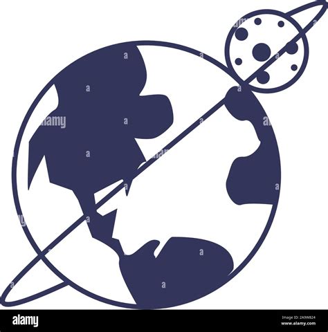 Moon Orbiting Earth Line Image Vector Illustration Stock Vector Image