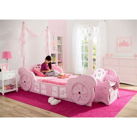 The storage bench that comes with the bed is designed to look like a throne. Delta Children Disney Princess Carriage Twin Convertible ...