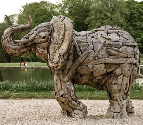 Driftwood elephant by Andries Botha. Botha lives in Durban, South