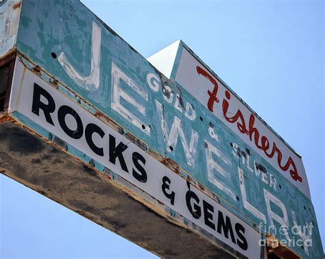 Vintage Roadside Sign Rocks And Gems Photograph By Edward Fielding Pixels