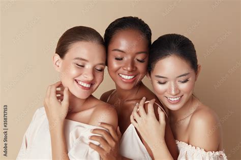 Beauty Diverse Group Of Ethnic Women Portrait Happy Different Ethnicity Models Standing