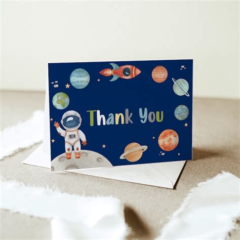 Space Theme Thank You Card Etsy