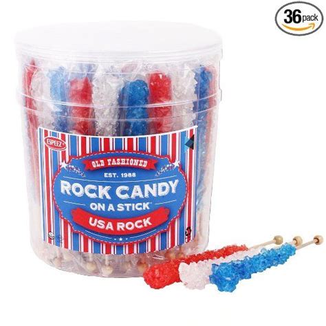 Rock Candy On A Stick 36 Usa Lollipops Red White Blue Rock