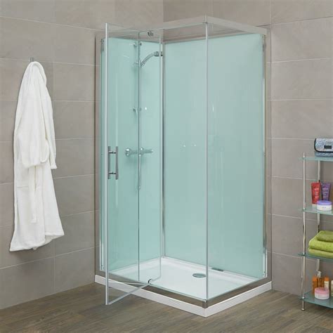 Rectangular Shower Cabin With Aqua White Back Panels 1200 X 800mm