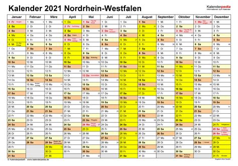 Kostenlos jahreskalender 2021 nrw zum ausdrucken. Kalender 2021 NRW: Ferien, Feiertage, Excel-Vorlagen