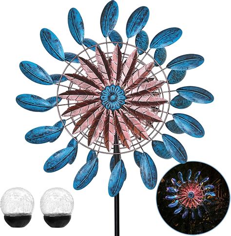 Kinetic Wind Spinners With Solar Powered Glass Ball 78