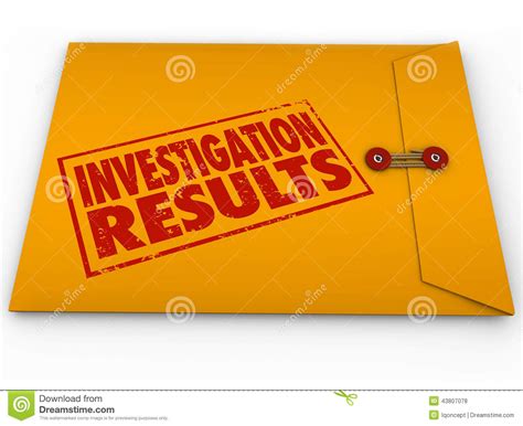 Investigation Results Yellow Envelope Research Findings Report Stock Illustration - Image: 43807078