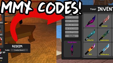 Codes are small rewarding feature in murder mystery 2, similar to promos, that allow players to enter a small portion of writing in their inventory and upon doing so, the player may receive a reward such as a knife, gun, or even a pet. Code In Murder Mystery | MM2 Codes 2021 Full List