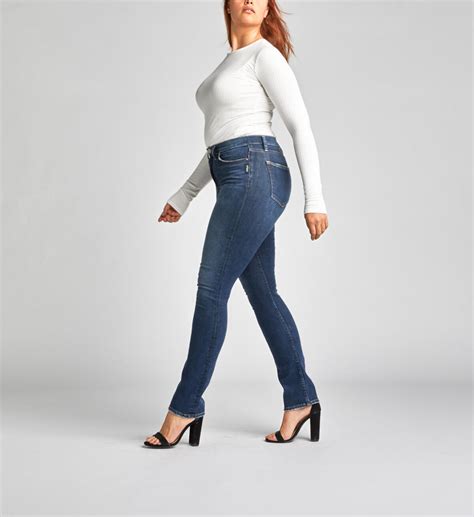 Buy Calley Super High Rise Curvy Straight Leg Jeans For Usd 7900 Silver Jeans Us New