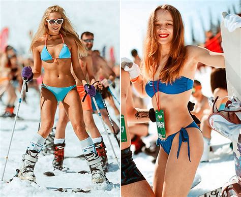Hot Russian Girls Hit The Siberian Slopes In Bikinis Daily Star