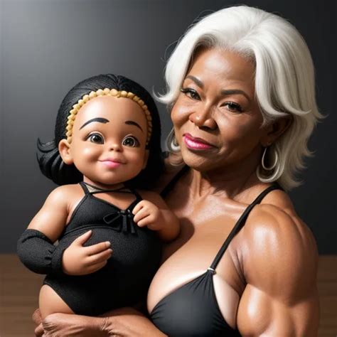Ai Upscaler Huge Gilf Granny Muscle Ebony In Black Bikini Hot Sex Picture