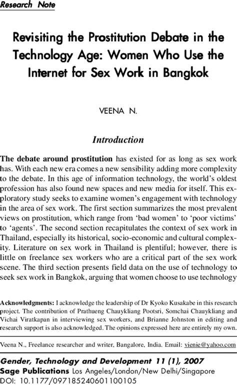 Revisiting The Prostitution Debate In The Technology Age Women Who Use The Internet For Sex