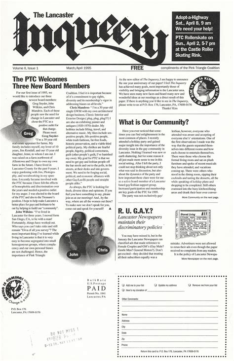 The Lancaster Inqueery (Lancaster, PA) - March/April 1995 | Dickinson