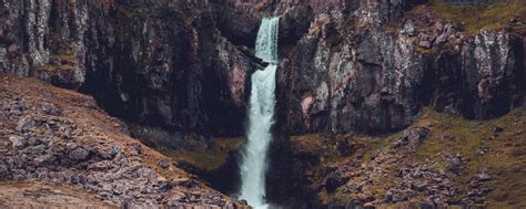 Download Wallpaper 2560x1024 Waterfall Rocks Mountains Ultrawide