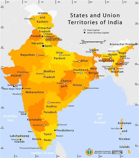 Indie Států Map Indie Mapy Států Jižní Asie Asie