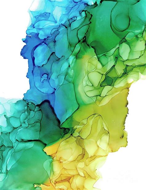 Blue Green Yellow Abstract Alcohol Ink Painting Painting By Melissa