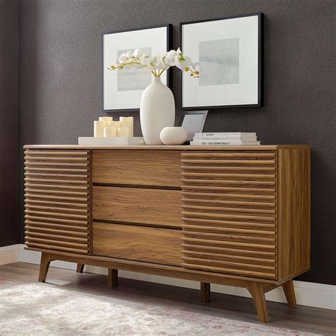 Modway Render 63 Sideboard Buffet Table Or Tv Stand Eei 3344 Walnut Dining Room Buffet