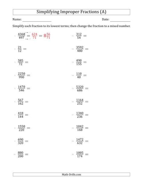 How Do We Simplify Improper Fractions Simplify Fraction Improper The