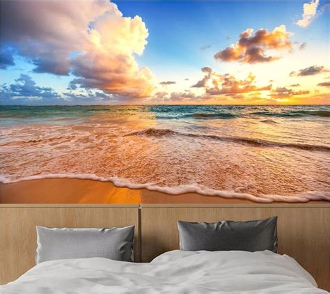 Wdbh Custom Mural 3d Wallpaper Waves Beach Scenery Beautiful Sky