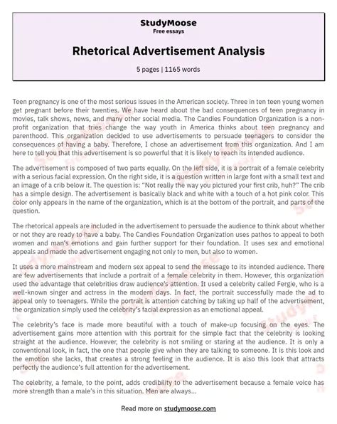 Rhetorical Advertisement Analysis Essay Sample Ad Analysis Free