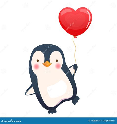 Penguin Holding Balloon Stock Vector Illustration Of Party 110808124