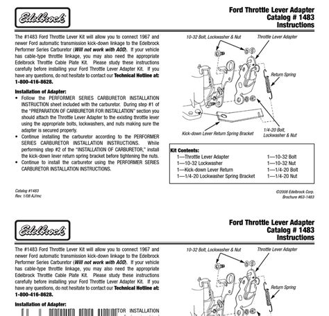 Edelbrock 1483 Instructions Pdf Download Manualslib