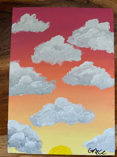 Acrylic Painting Of Sunset With Clouds Etsy