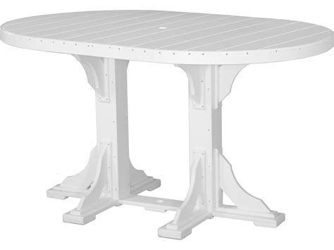 Luxcraft Recycled Plastic 72 X 48 Oval Bar Height Table With Umbrella