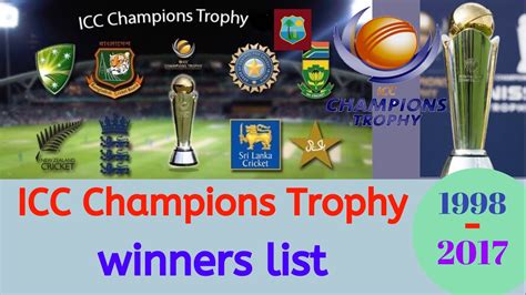 Icc Champions Trophy Winners List 1998 2017 Youtube