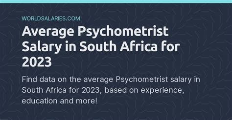Average Psychometrist Salary In South Africa For 2023