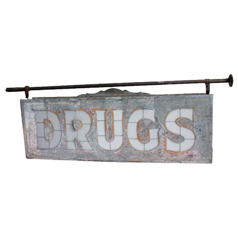 1920s Double Sided Tin Pre Neon Drugs Sign At 1stdibs