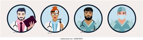 Set Different Avatars Medical Professional Chief Stock Vector Royalty