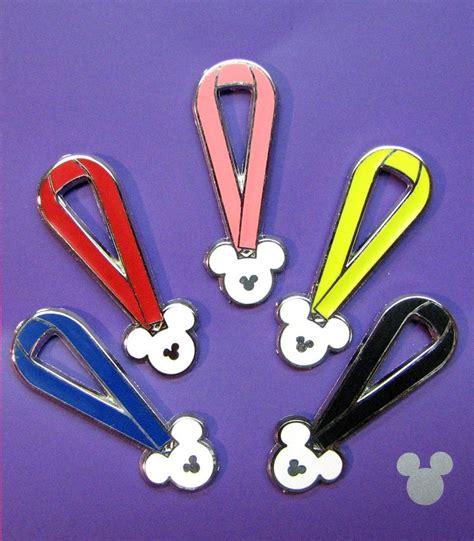 Disney 5 Pin Set Mickey Mouse Icon Colorful Lanyards Disney Patches