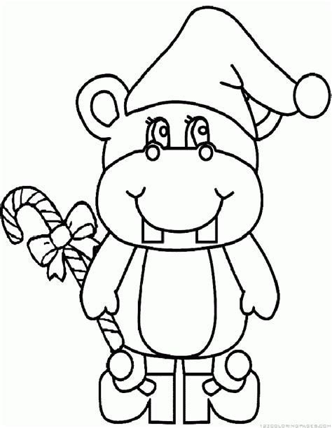 A Hippo Christmas Sheet Difficult Coloring Pages