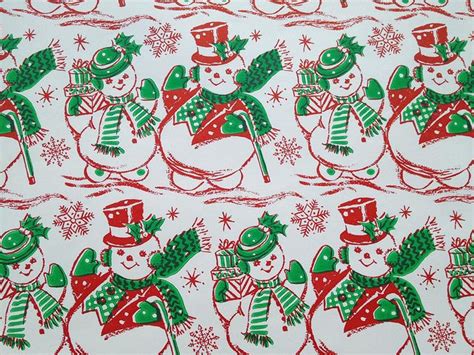 Vintage Snowman Wrapping Paper Vintage Christmas Wrapping Paper