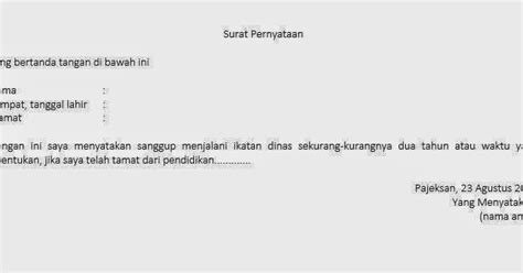 Dengan surat ini, saya menyatakan sanggup dan bersedia untuk bekerja di pt. Contoh Surat Pernyataan Kesanggupan Terbaru | Conto Surat