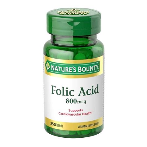 Purchase Natures Bounty Folic Acid 800mcg 250 Tablets Online At