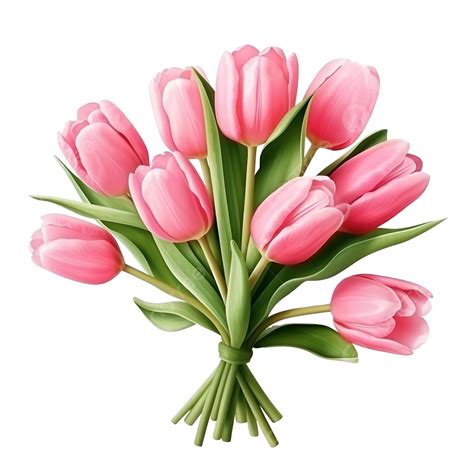 핑크 현실적인 튤립 꽃 꽃다발 꽃 플로라 로맨틱 Png 일러스트 및 이미지 에 대한 무료 다운로드 Pngtree