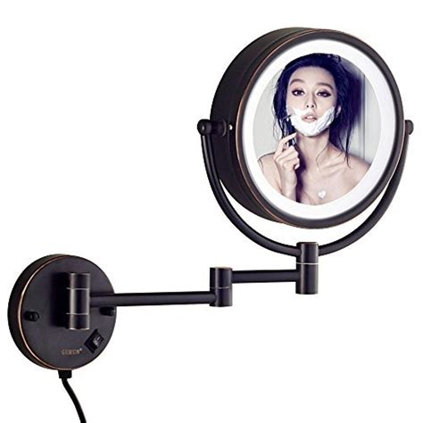 Gurun 85 Inch Led Lighted Wall Mount Makeup Mirror With 10x Magnificationoil Rubbed Bronze