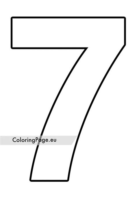 Free Printable Number 7 Template Coloring Page