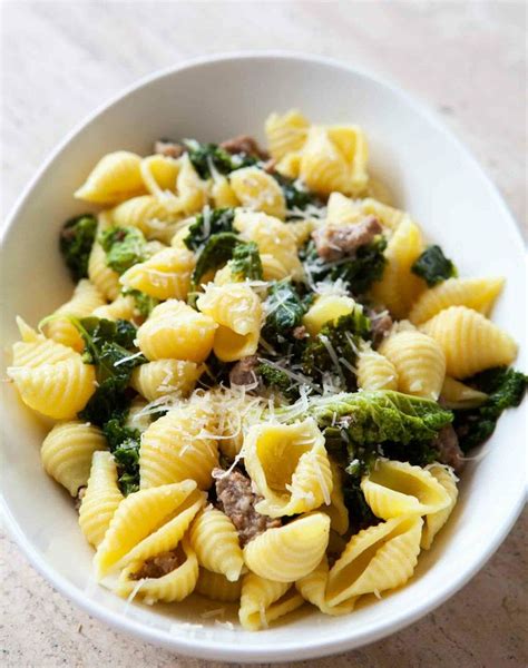 Shell Pasta With Sausage And Greens Recipe Stuffed Pasta Shells