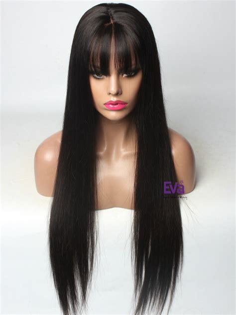 Shop long human hair wigs online, looking for 30 wig, 40 wigs? 24'' Natural Black Long Straight Full Lace Human Hair Wig ...