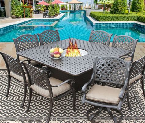 This mangrum 9 piece extendable dining set is a wonderful addition to any patio. Nassau 64x64 Square Outdoor Patio 9pc Dining Set for 8 ...